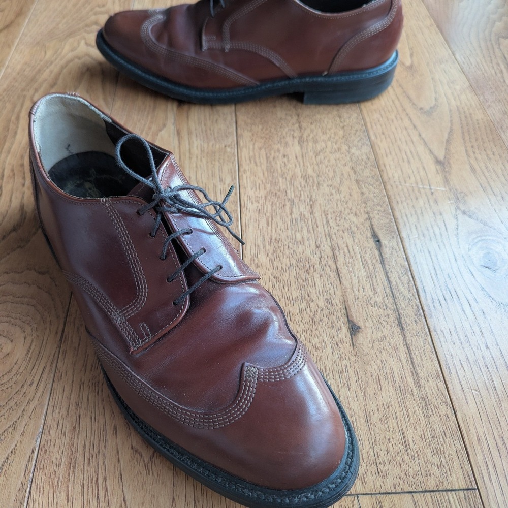 VTG Florsheim Executive Imperial Brown Leather Wingtip Derby Shoes Men's Sz 10